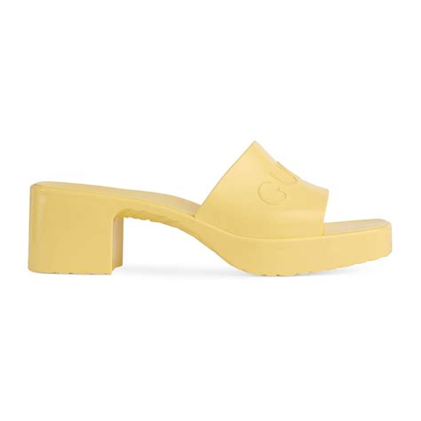 yellow gucci rubber slides|Gucci slides clearance.